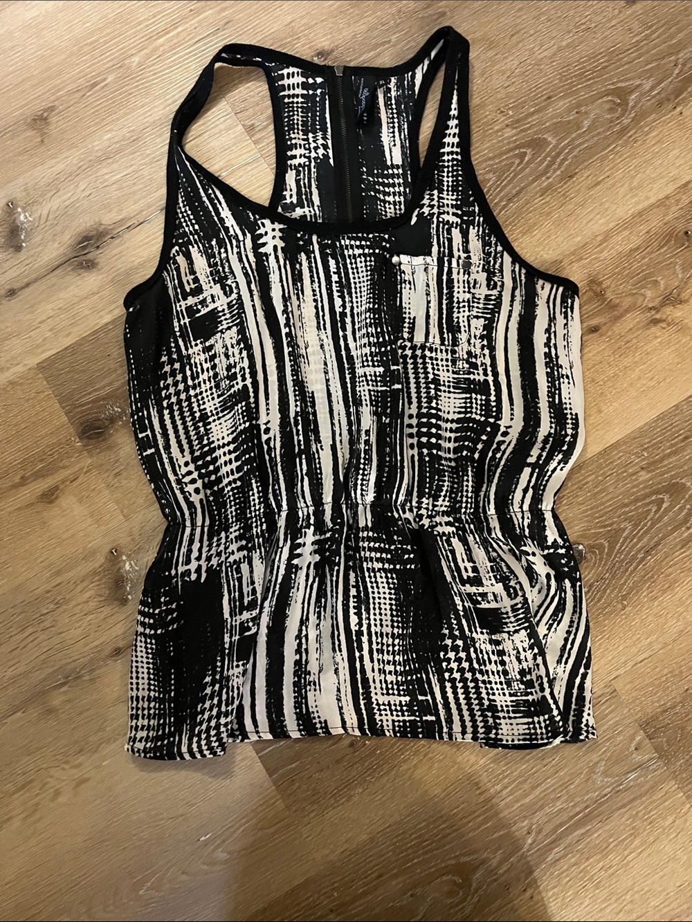 Black Poppy Black & White Abstract Racerback Tank